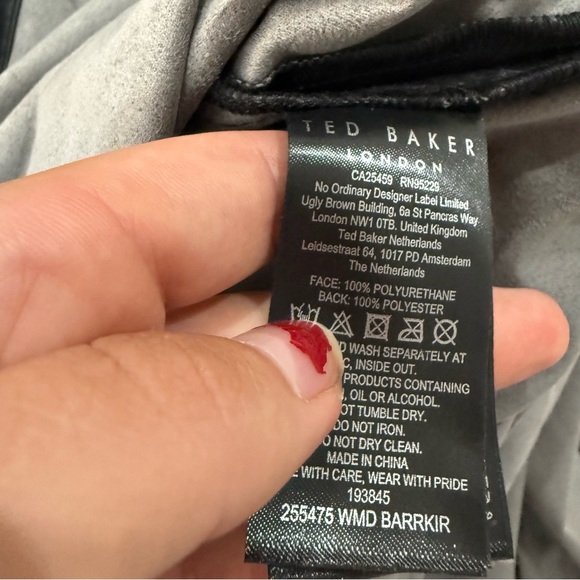 Ted Baker Dress Barrkir Midi Button Down Shirt Dress in Faux Leather Black - Picture 3 of 5